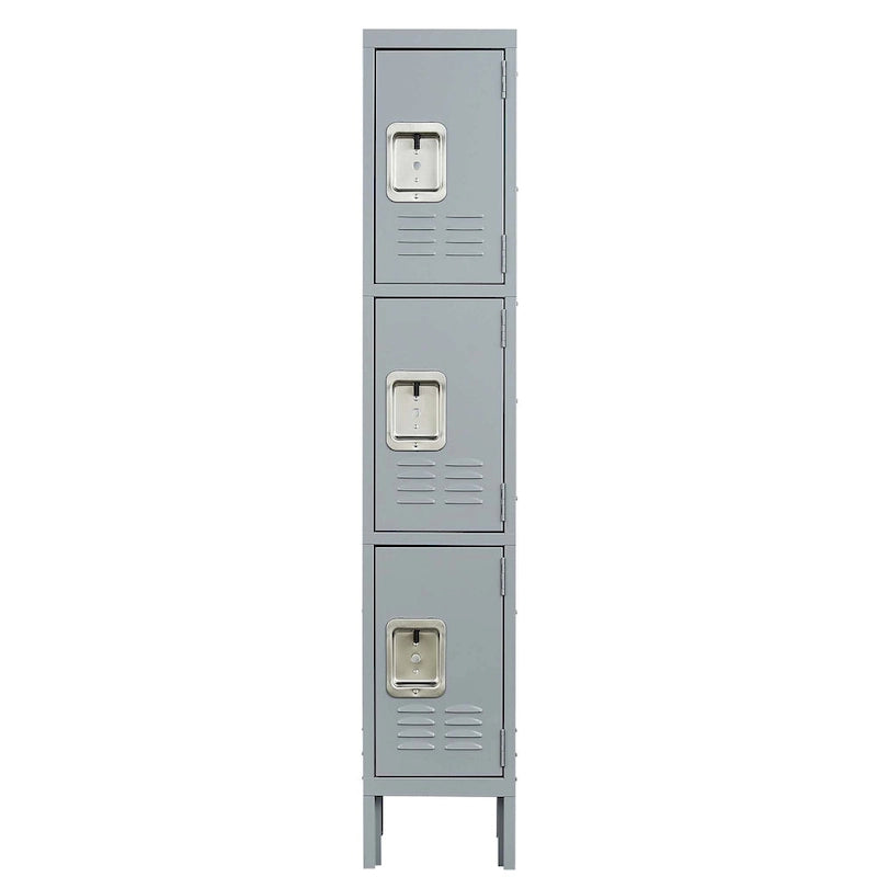 3-Door 66-Inch Metal Storage Locker with Lock for Home or Office
