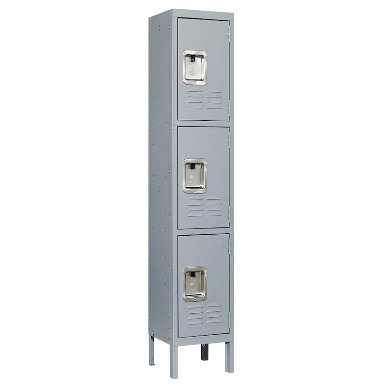 3-Door 66-Inch Metal Storage Locker with Lock for Home or Office