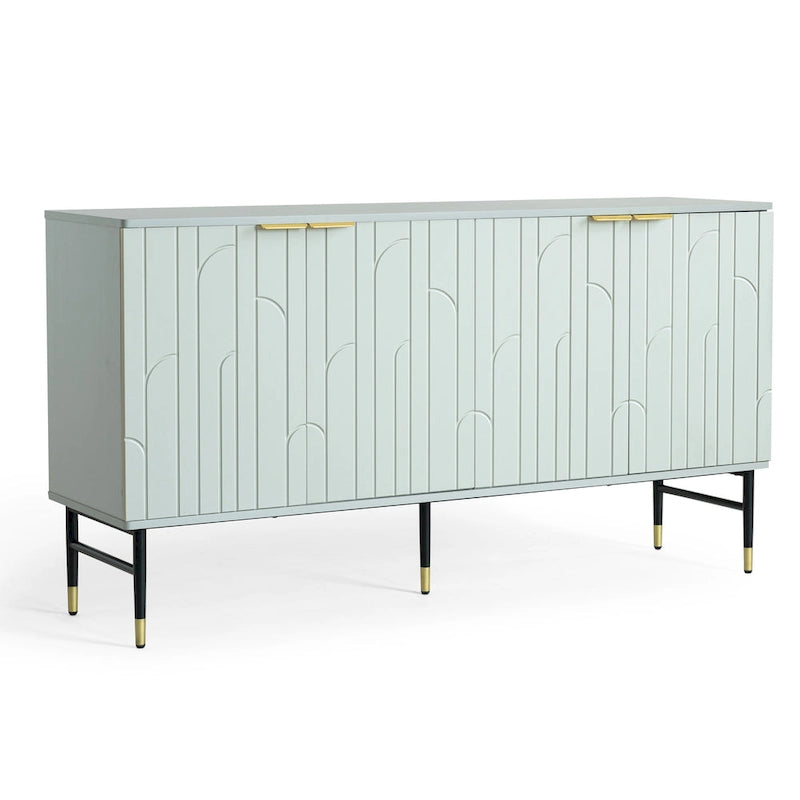 Gray Modern Sideboard Buffet Cabinet with 4 Doors and Storage