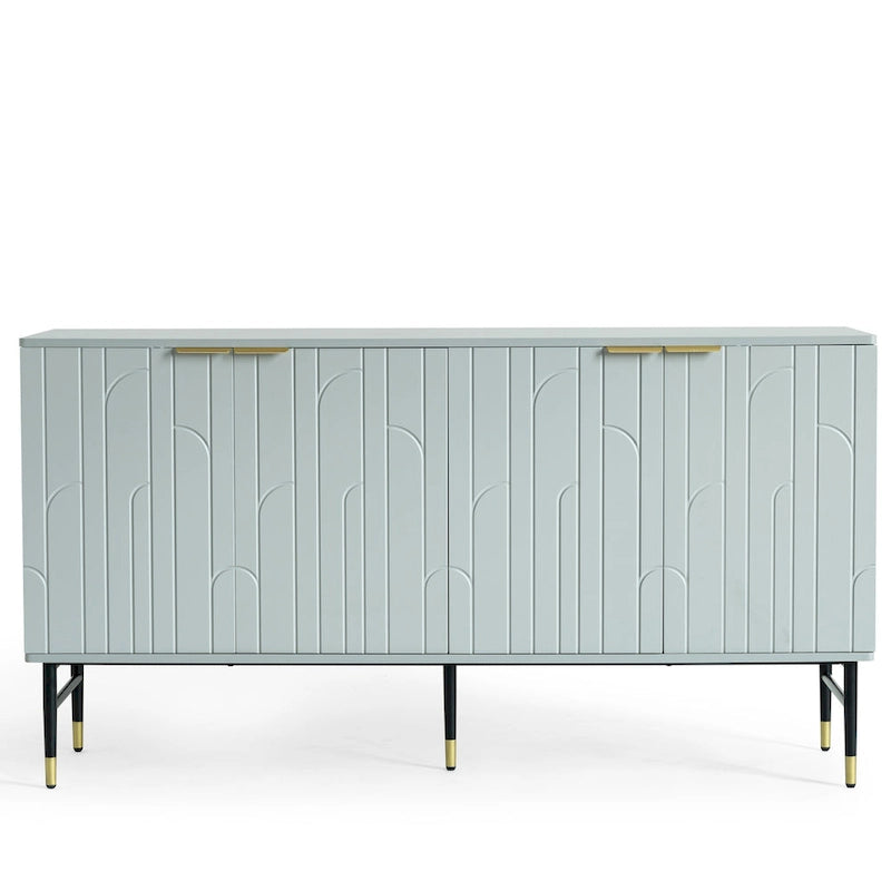 Gray Modern Sideboard Buffet Cabinet with 4 Doors and Storage