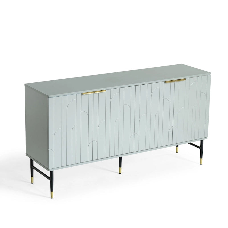 Gray Modern Sideboard Buffet Cabinet with 4 Doors and Storage