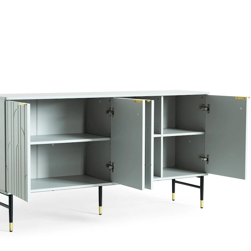 Gray Modern Sideboard Buffet Cabinet with 4 Doors and Storage