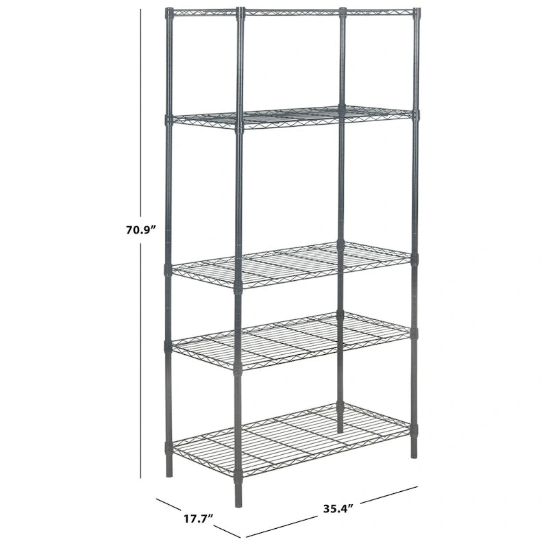 5-Tier Chrome Wire Adjustable Storage Rack 35.4 x 17.7 x 70.9 Inches