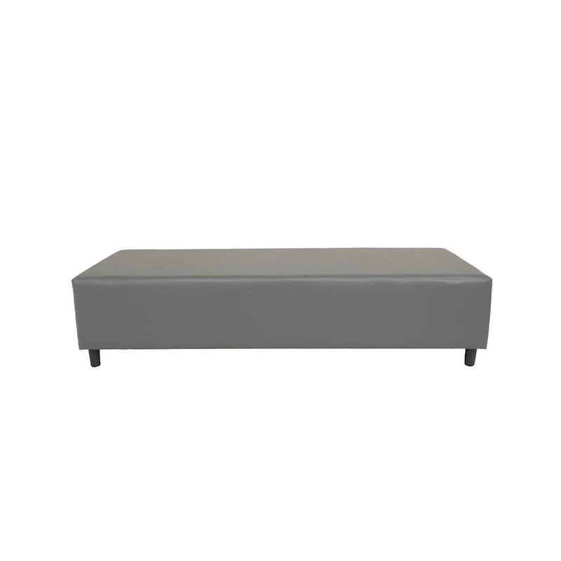 72-Inch Gray and Black Genuine Leather Upholstered Entryway Bench