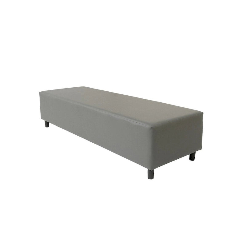 72-Inch Gray and Black Genuine Leather Upholstered Entryway Bench