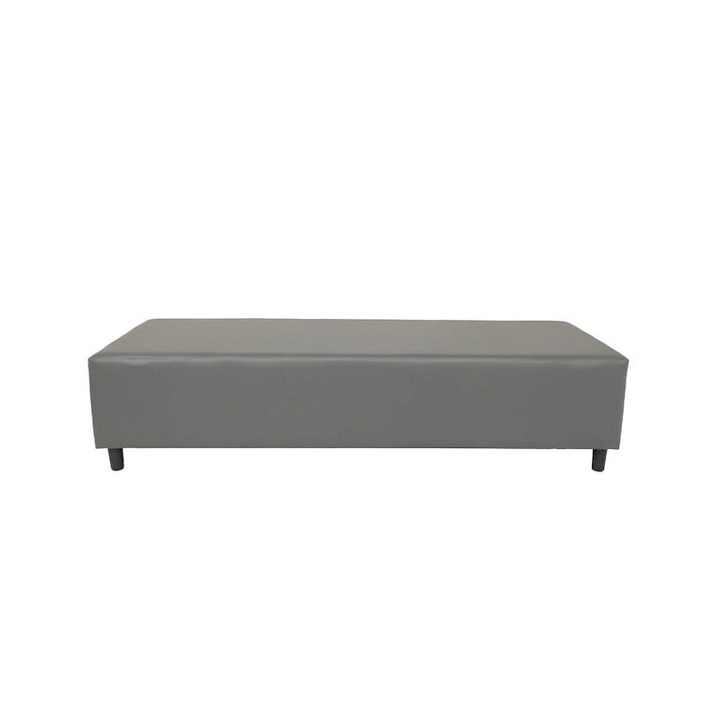 72-Inch Gray and Black Genuine Leather Upholstered Entryway Bench