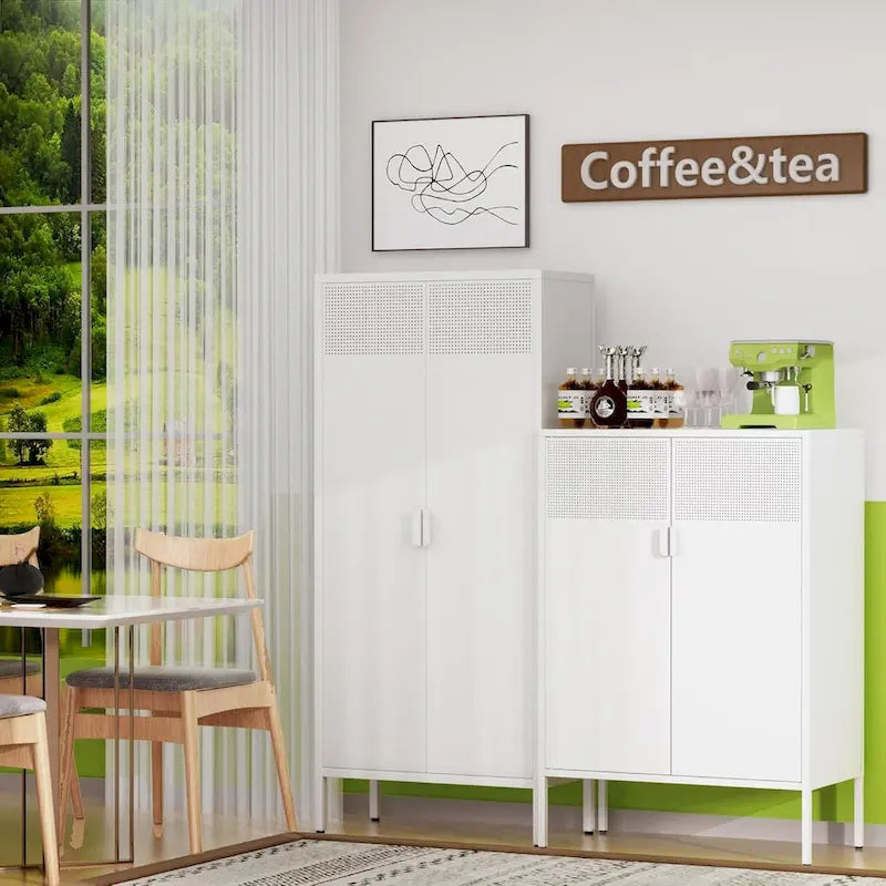 61 Inches High Metal Food Storage Cabinet, Equipped With Adjustable Shelves And Suitable For Homes And Kitchens