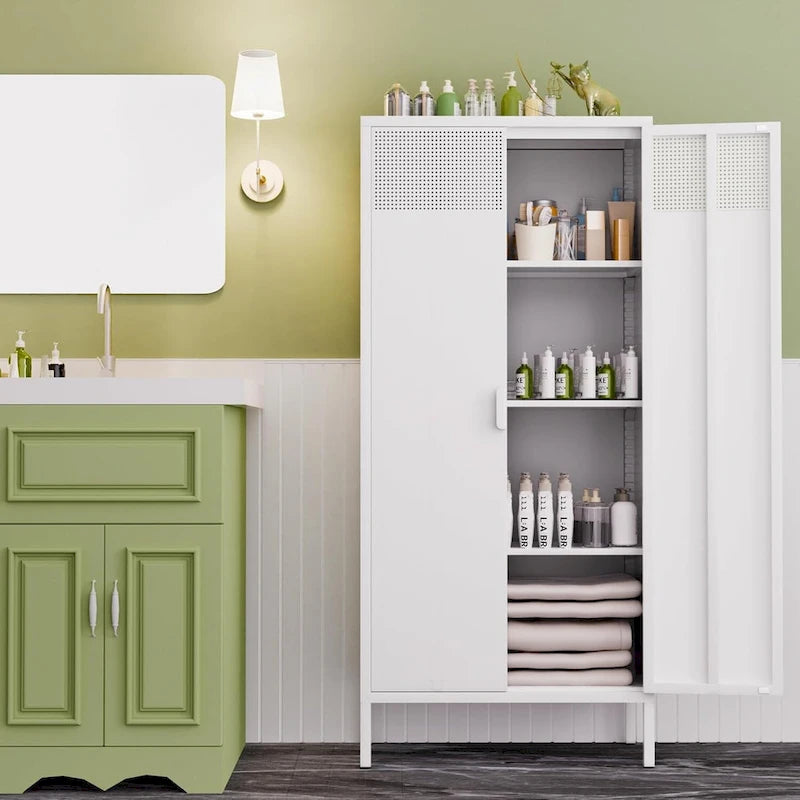 61 Inches High Metal Food Storage Cabinet, Equipped With Adjustable Shelves And Suitable For Homes And Kitchens