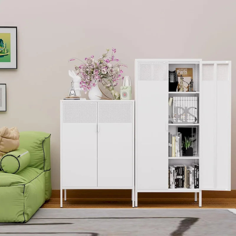 61 Inches High Metal Food Storage Cabinet, Equipped With Adjustable Shelves And Suitable For Homes And Kitchens