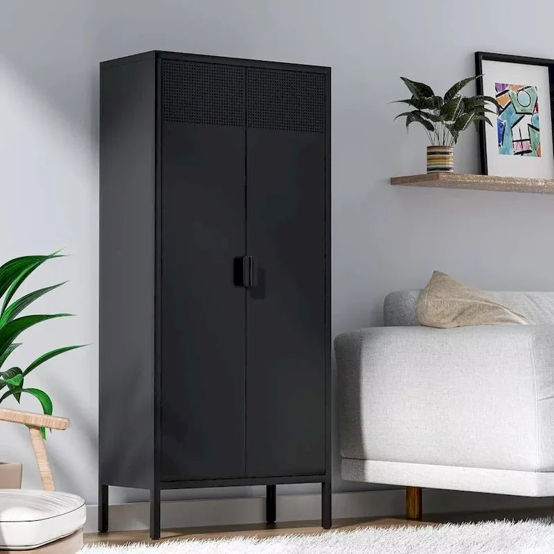 61 Inches High Metal Food Storage Cabinet, Equipped With Adjustable Shelves And Suitable For Homes And Kitchens
