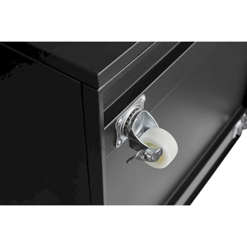 Black Steel Printer Stand Cabinet with 2 Doors and Wheels