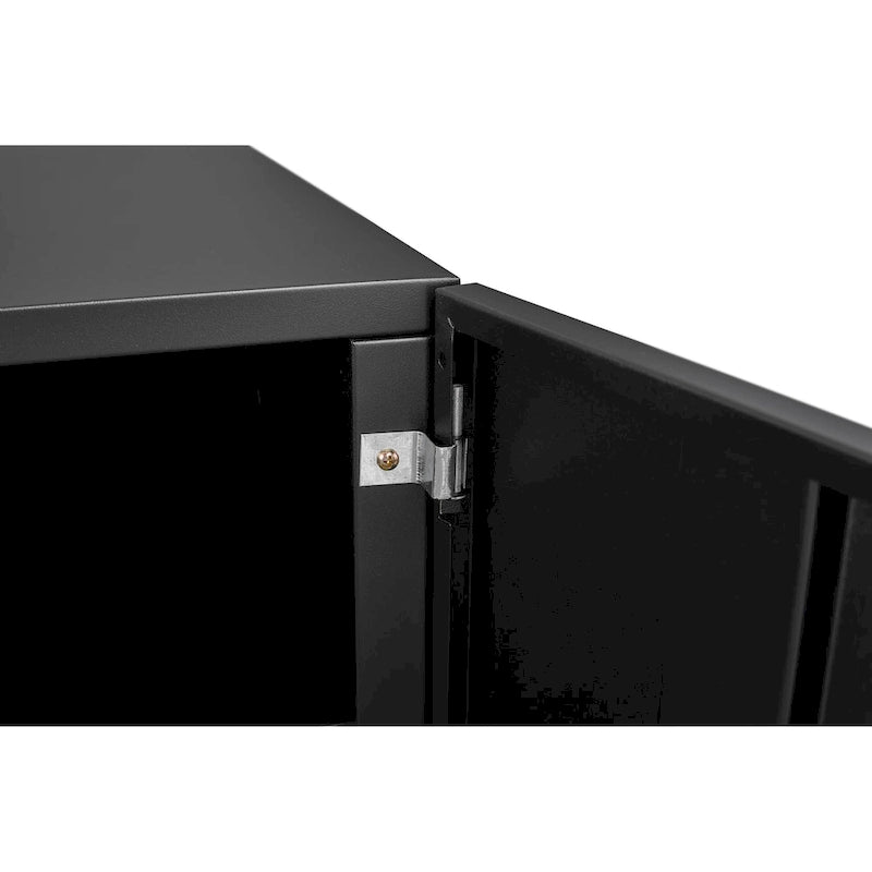 Black Steel Printer Stand Cabinet with 2 Doors and Wheels