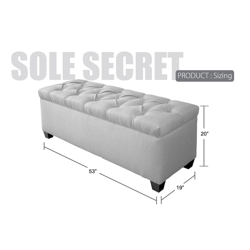 Diamond Tufted Linen Lift-Top Storage Bench for Bedroom