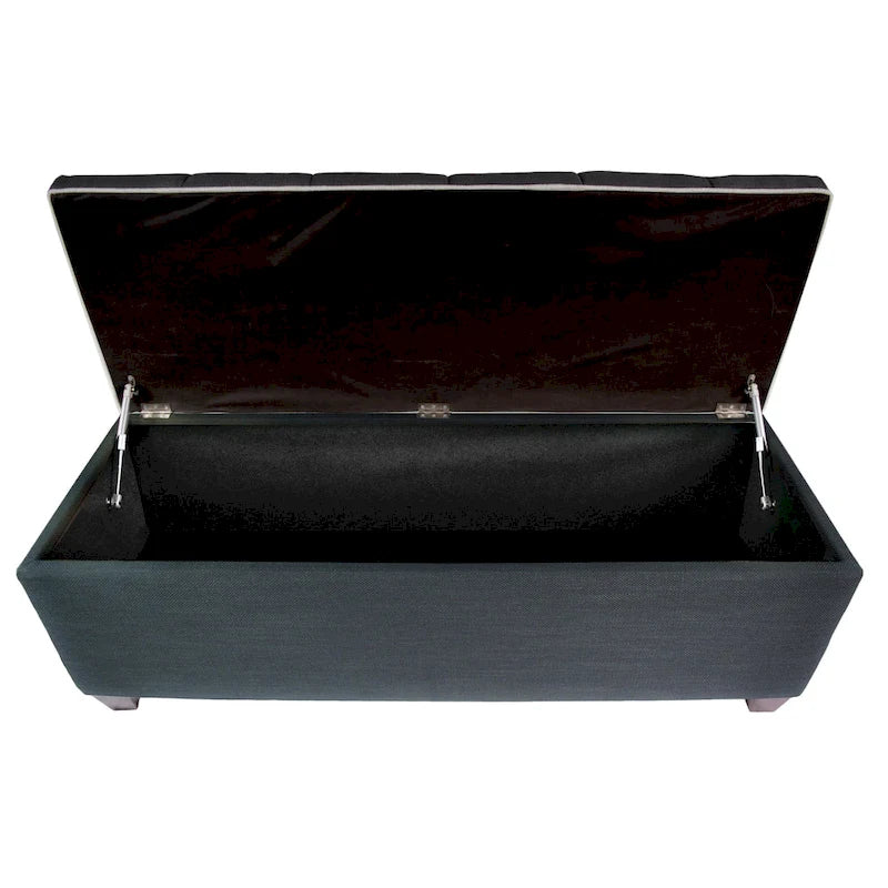 Diamond Tufted Linen Lift-Top Storage Bench for Bedroom