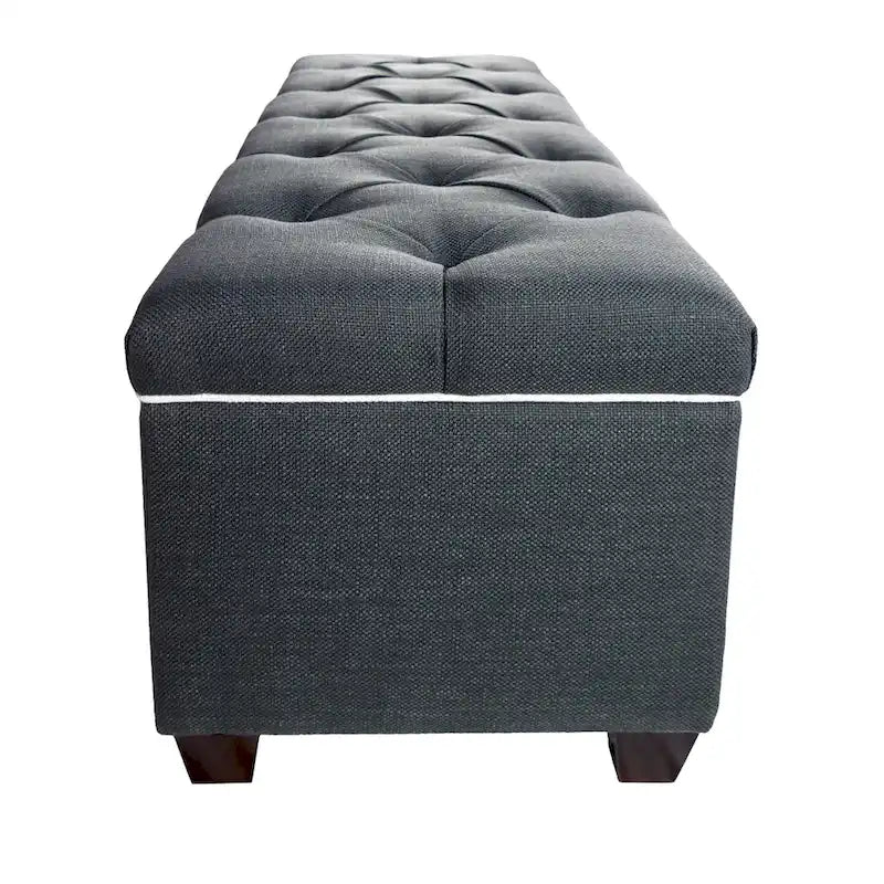 Diamond Tufted Linen Lift-Top Storage Bench for Bedroom