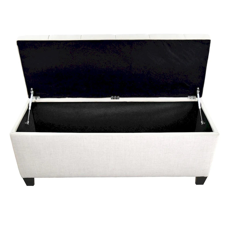 Diamond Tufted Linen Lift-Top Storage Bench for Bedroom