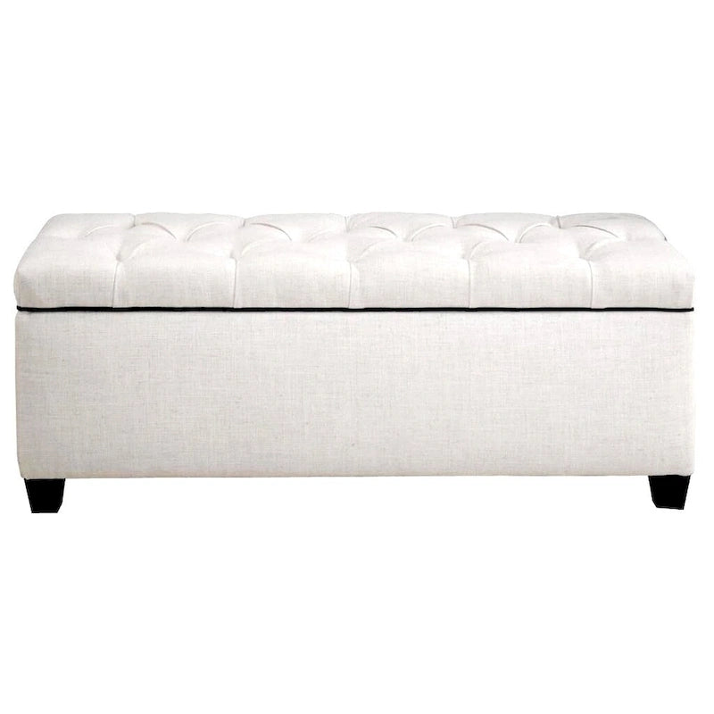 Diamond Tufted Linen Lift-Top Storage Bench for Bedroom