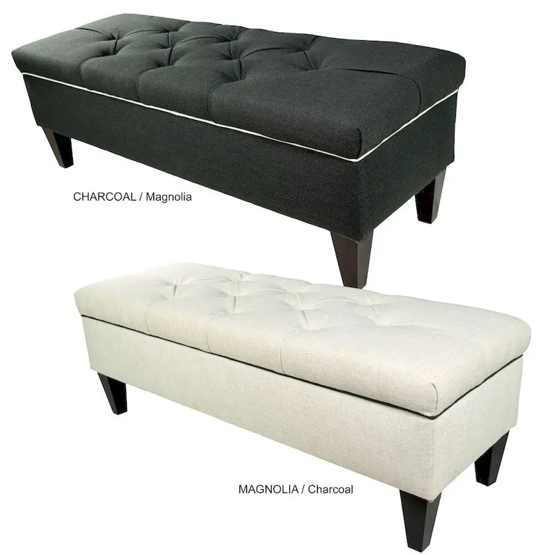 Diamond Tufted Upholstered Storage Bench Ottoman with Lift Top