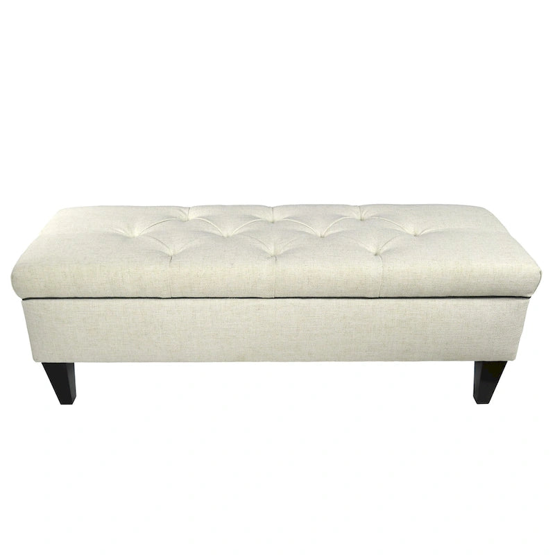 Diamond Tufted Upholstered Storage Bench Ottoman with Lift Top