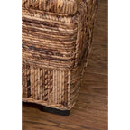 Handwoven Geometric Abaca Storage Bench with Lift Lid