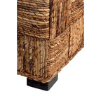 Handwoven Geometric Abaca Storage Bench with Lift Lid
