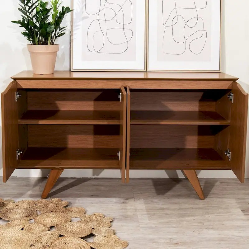 Mid-Century Modern Sideboard Buffet with 4 Shelves 53-Inch