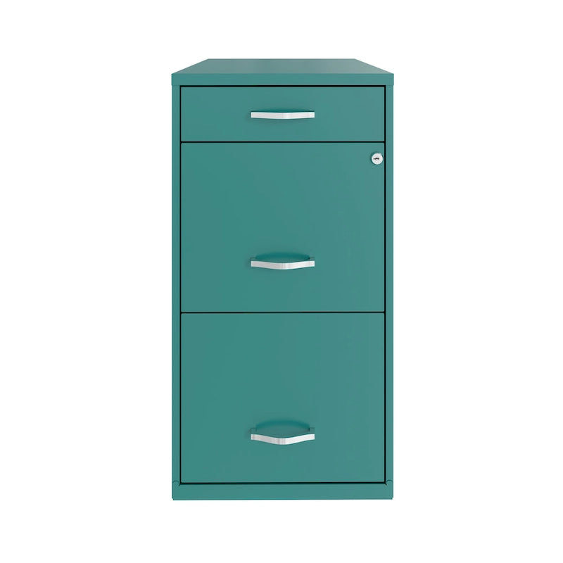 3-Drawer Metal Organizer File Cabinet 18-Inch Deep Teal