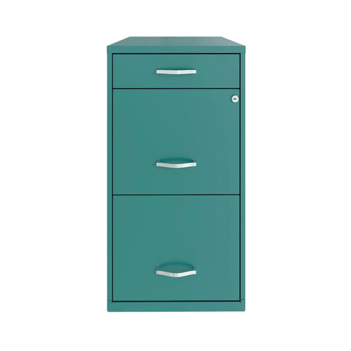 3-Drawer Metal Organizer File Cabinet 18-Inch Deep Teal