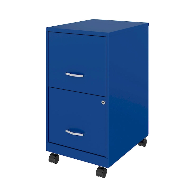 2-Drawer Mobile Metal File Cabinet with Lock in Classic Blue