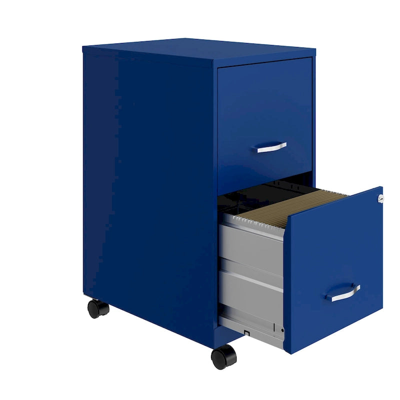2-Drawer Mobile Metal File Cabinet with Lock in Classic Blue