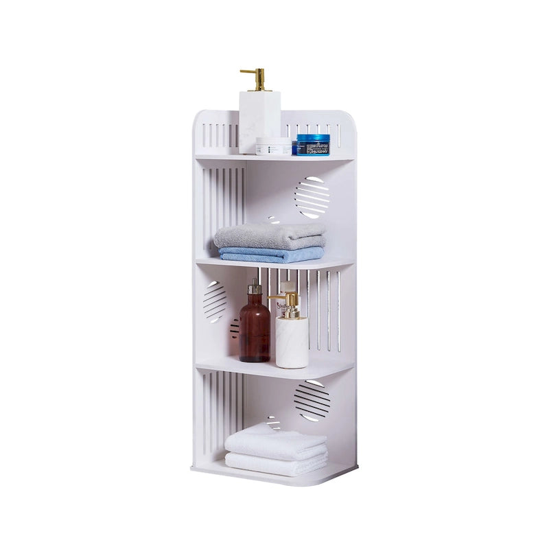 4-Tier White Corner Storage Shelf Organizer for Bathroom