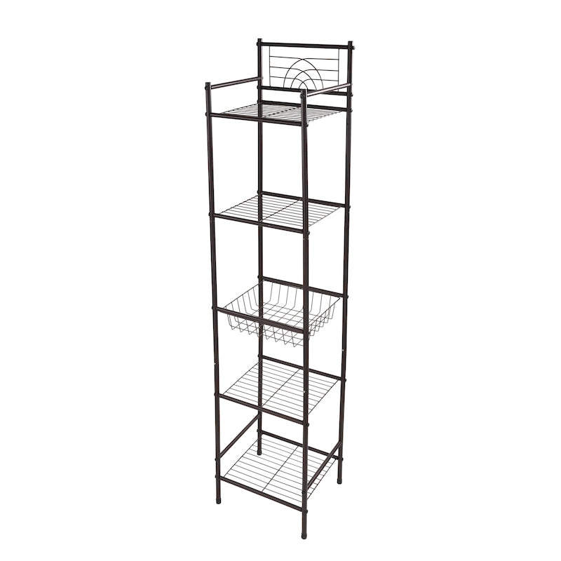 5-Tier Oil Rubbed Bronze Bathroom Storage Shelf 13x11.6x58.7