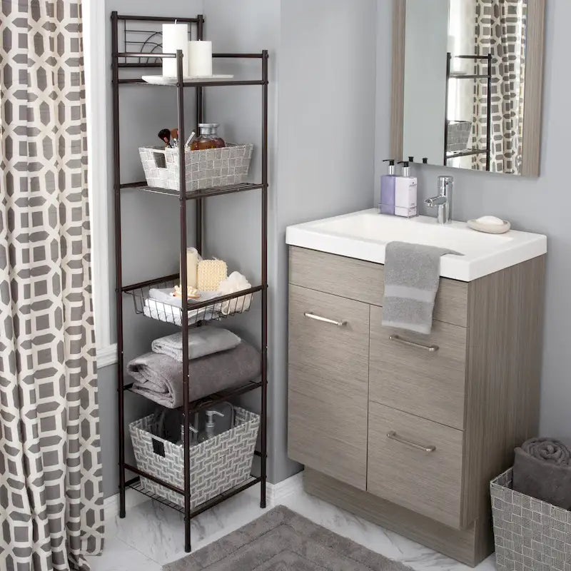 5-Tier Oil Rubbed Bronze Bathroom Storage Shelf 13x11.6x58.7