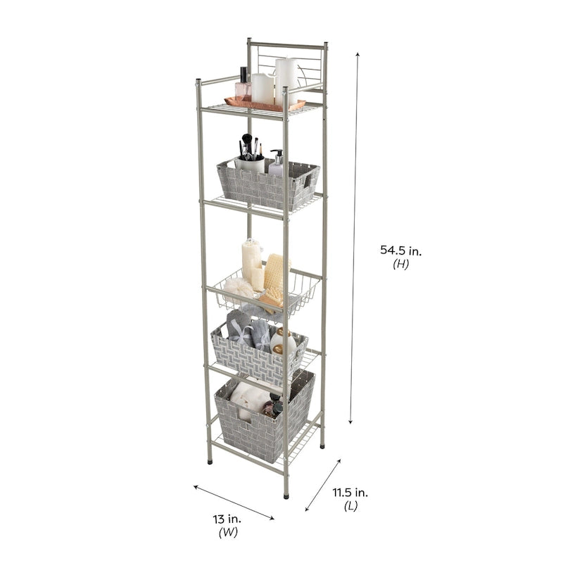 5-Tier Oil Rubbed Bronze Bathroom Storage Shelf 13x11.6x58.7