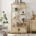 5-Tier Rattan Bookshelf with Storage Cabinet for Home or Office