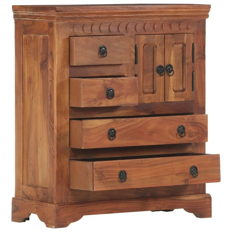 Solid Acacia Wood Sideboard with 3 Doors 24x12x30 Inches
