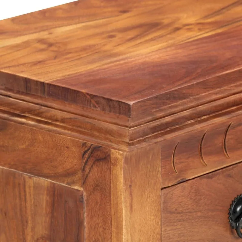 Solid Acacia Wood Sideboard with 3 Doors 24x12x30 Inches