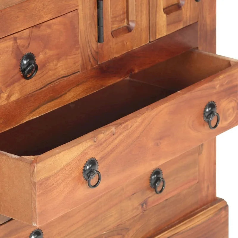 Solid Acacia Wood Sideboard with 3 Doors 24x12x30 Inches