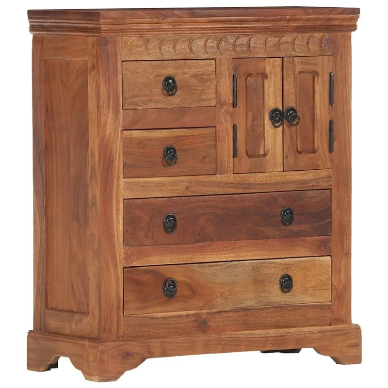 Solid Acacia Wood Sideboard with 3 Doors 24x12x30 Inches