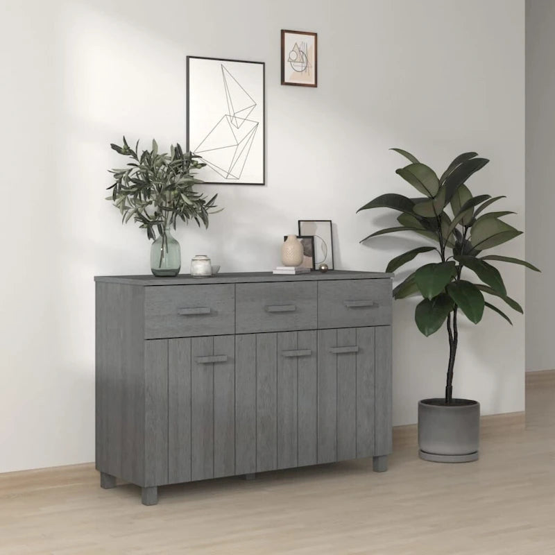 Solid Pine Wood Sideboard Buffet with 3 Drawers and Doors 44.5 Inch