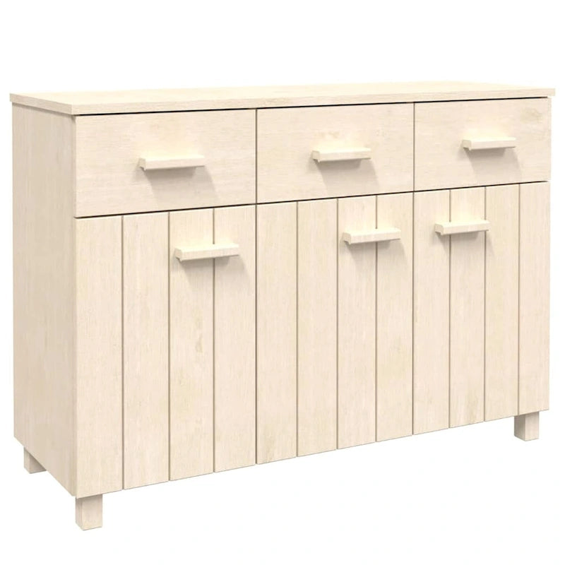Solid Pine Wood Sideboard Buffet with 3 Drawers and Doors 44.5 Inch