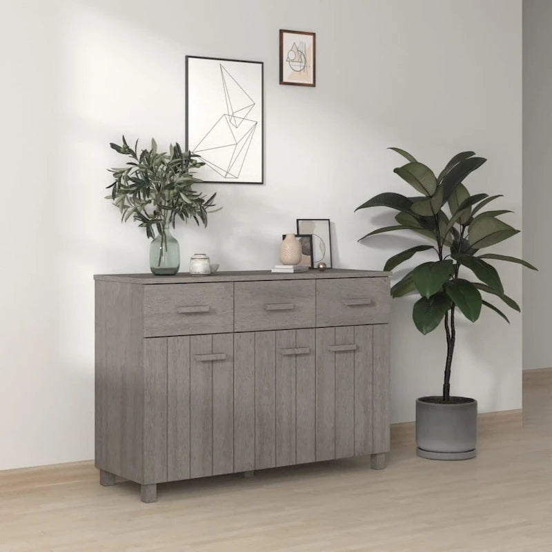 Solid Pine Wood Sideboard Buffet with 3 Drawers and Doors 44.5 Inch