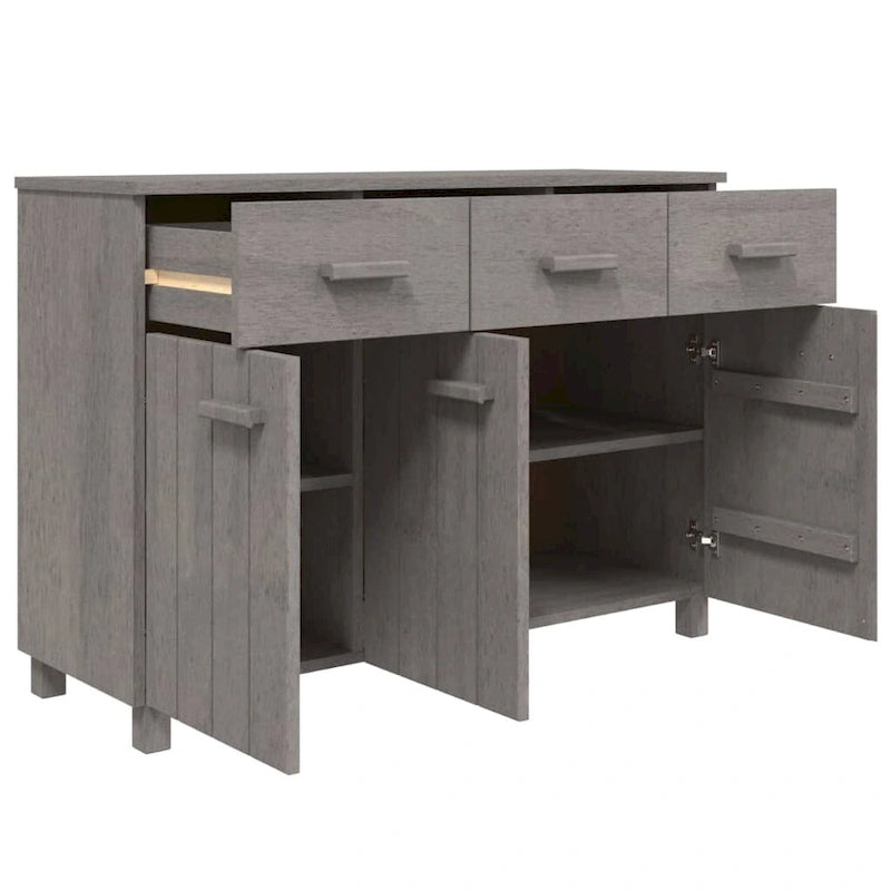Solid Pine Wood Sideboard Buffet with 3 Drawers and Doors 44.5 Inch