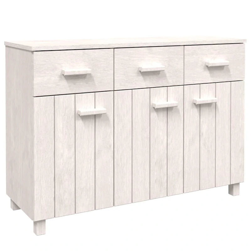 Solid Pine Wood Sideboard Buffet with 3 Drawers and Doors 44.5 Inch