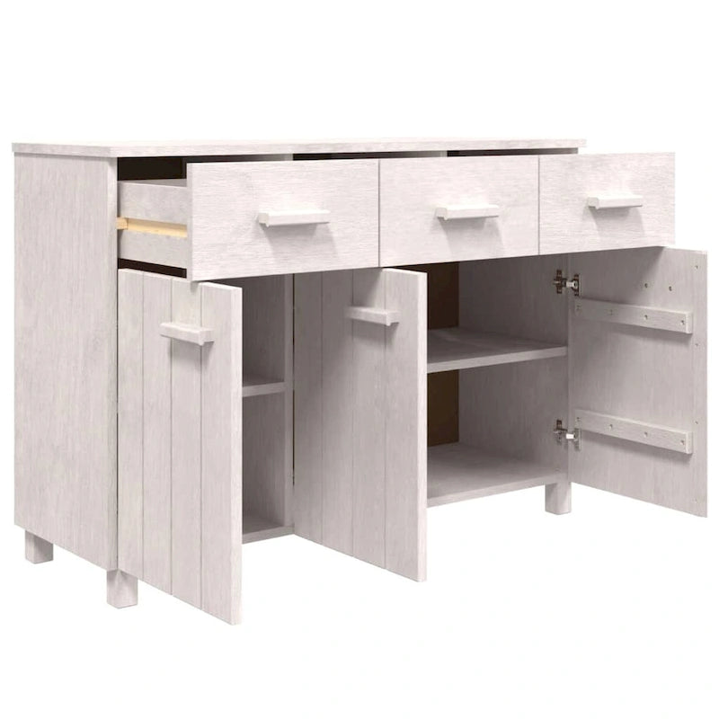 Solid Pine Wood Sideboard Buffet with 3 Drawers and Doors 44.5 Inch