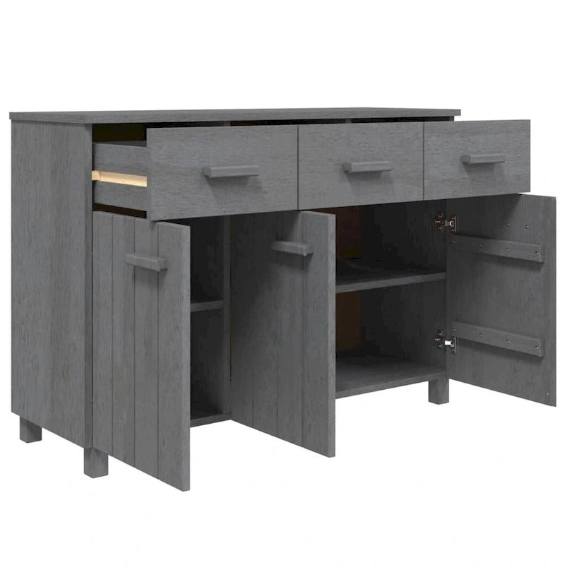 Solid Pine Wood Sideboard Buffet with 3 Drawers and Doors 44.5 Inch