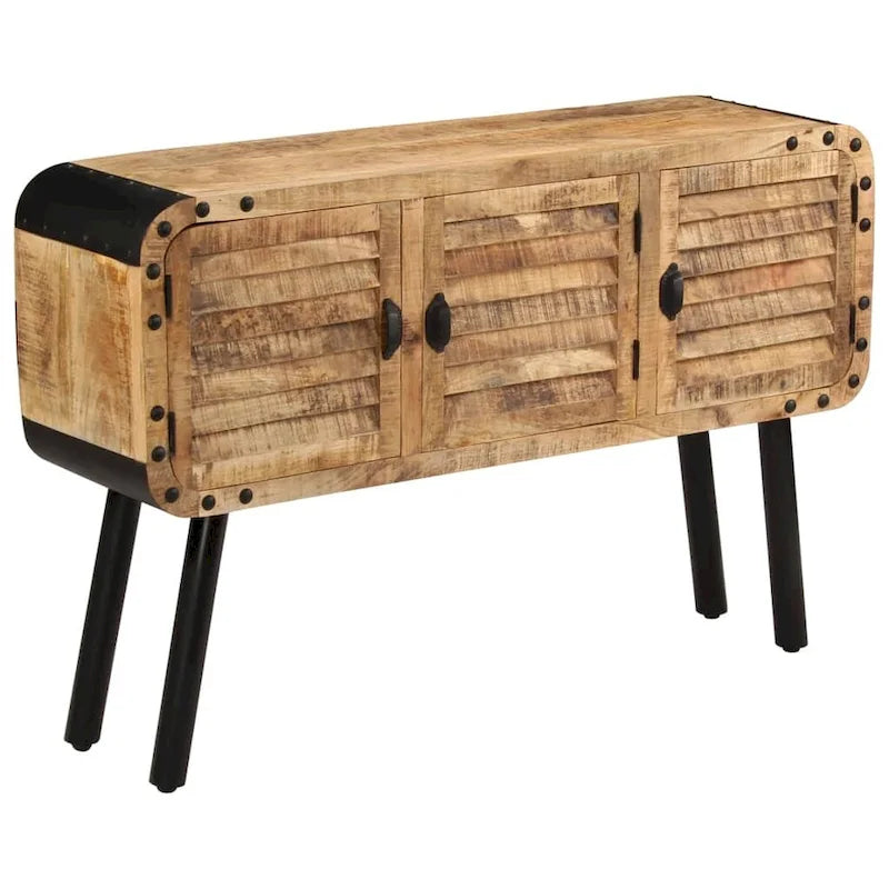 Antique Solid Mango Wood Sideboard with 3 Doors 47x12x30 Inches