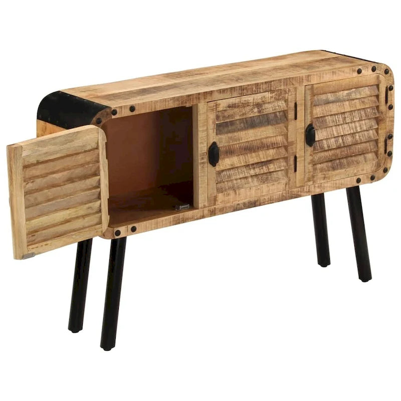 Antique Solid Mango Wood Sideboard with 3 Doors 47x12x30 Inches