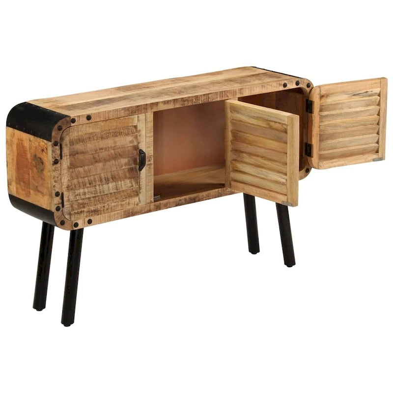Antique Solid Mango Wood Sideboard with 3 Doors 47x12x30 Inches
