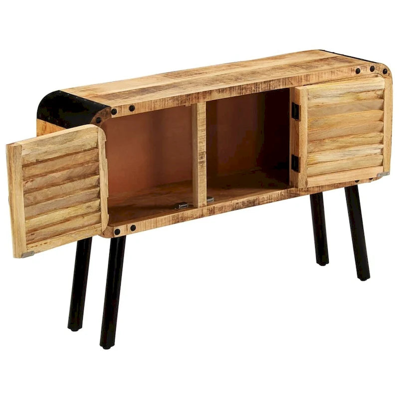 Antique Solid Mango Wood Sideboard with 3 Doors 47x12x30 Inches